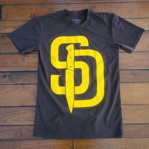 DEADVIEW San Diego T-Shirt Men's M Padres Stab Brown Yellow
